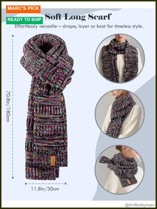 Winter Beanie Hat Scarf Gloves Set, Slouchy Beanie, Touchscreen Gloves, Warm 3 main image 5